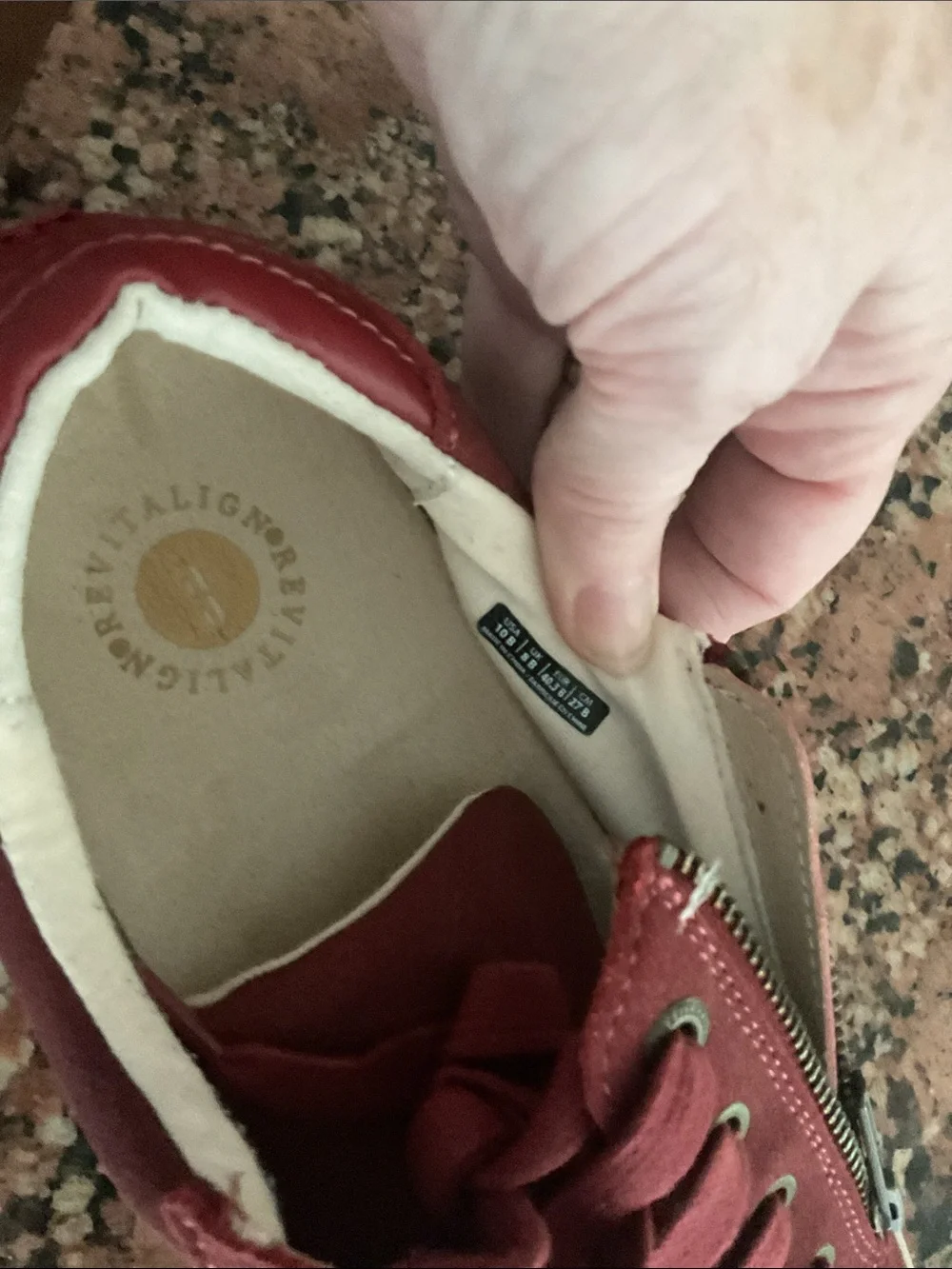 Revitalign..Women's Burgundy Lace-Up Sneakers with Side Zip
